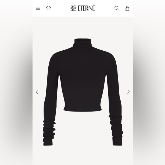 Eterne Black Cropped Fitted Turtleneck Top - Picture 2 of 6